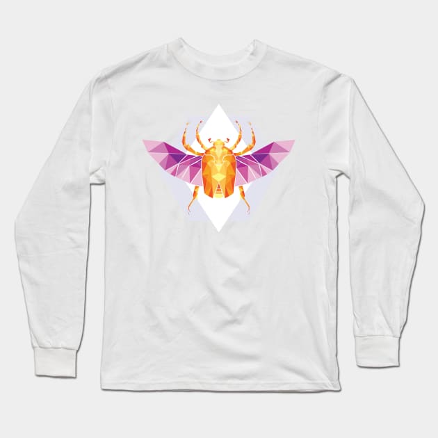 Bright low poly scarab Long Sleeve T-Shirt by Pineapple Space